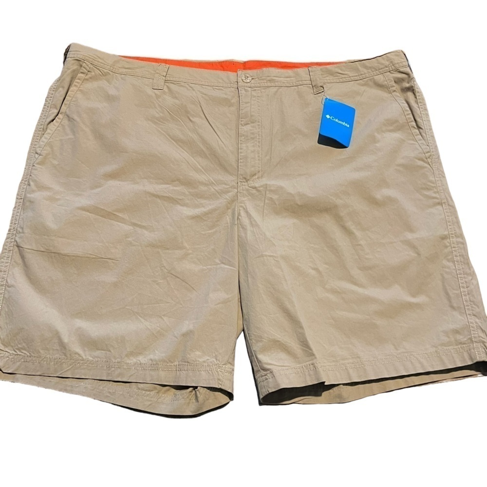 Columbia Washed Out Short‎ Flat Front 10” Inseam Khaki Tan Size 46 & 50 NWT